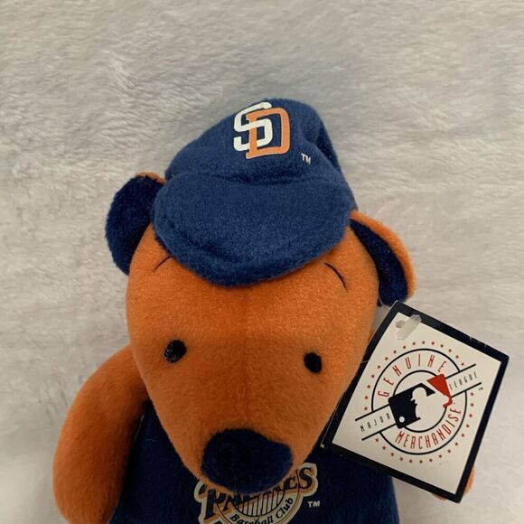 Padres Plush Bear 2002 MLB With Tag Hat Orange Blue San Diego - Picture 3 of 9